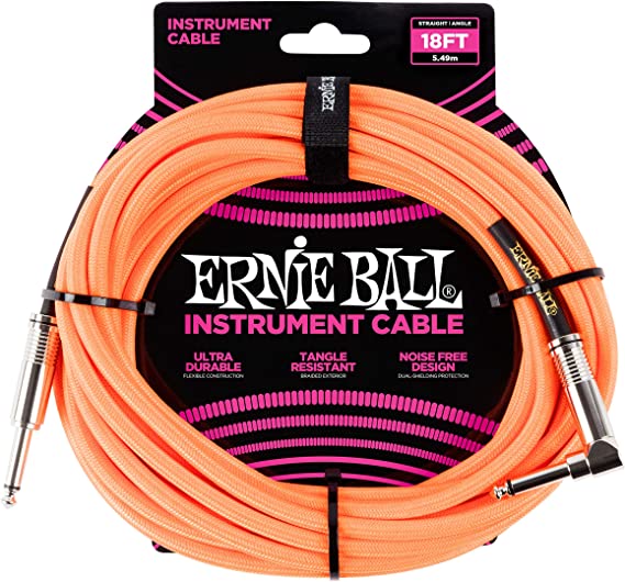 Cable Ernie Ball P06084 para Guitarra de 5,4 m Neon Orange